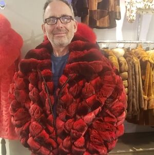 Luxurious Red Chinchilla Fur Puffer Jacket